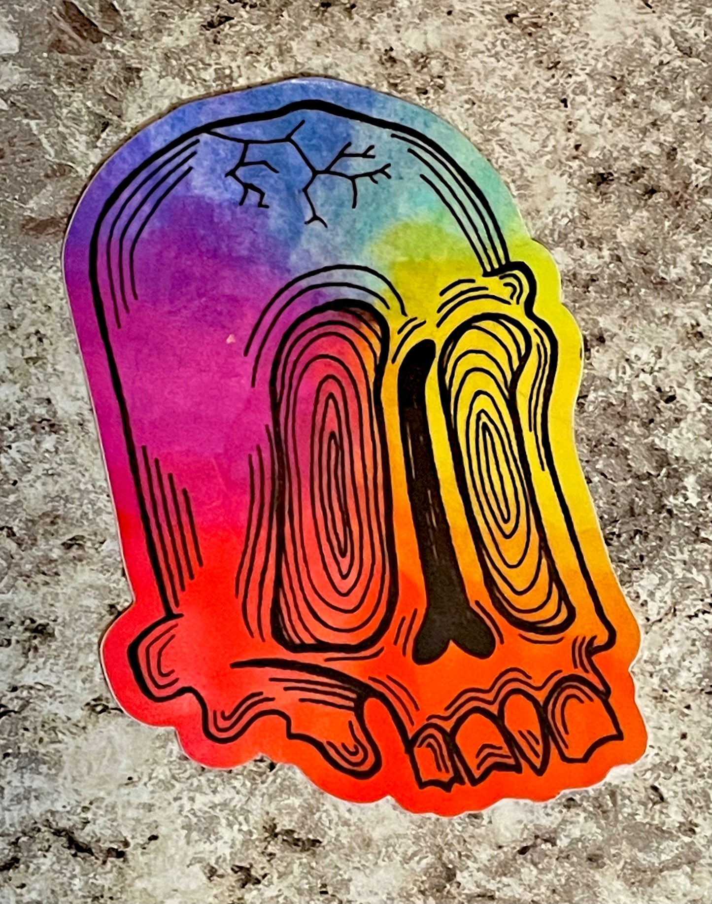 rainbow skully sticker