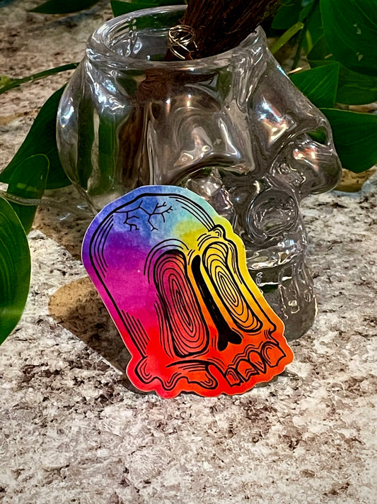 rainbow skully sticker