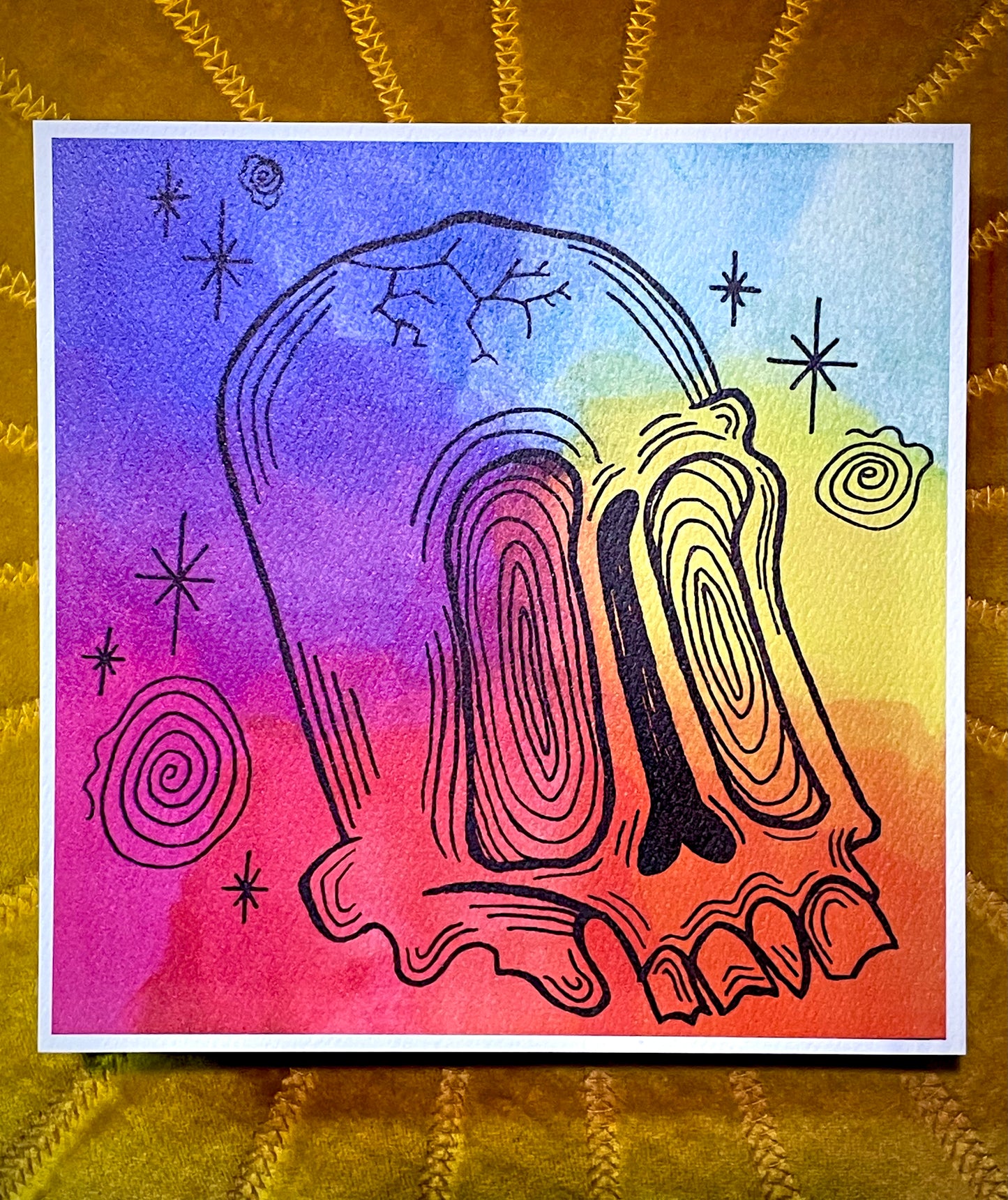 rainbow skull - print